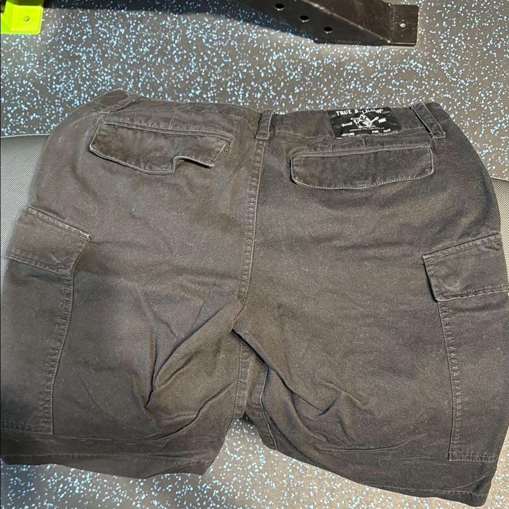 True Religion Black Cargo Shorts Relaxed Fit